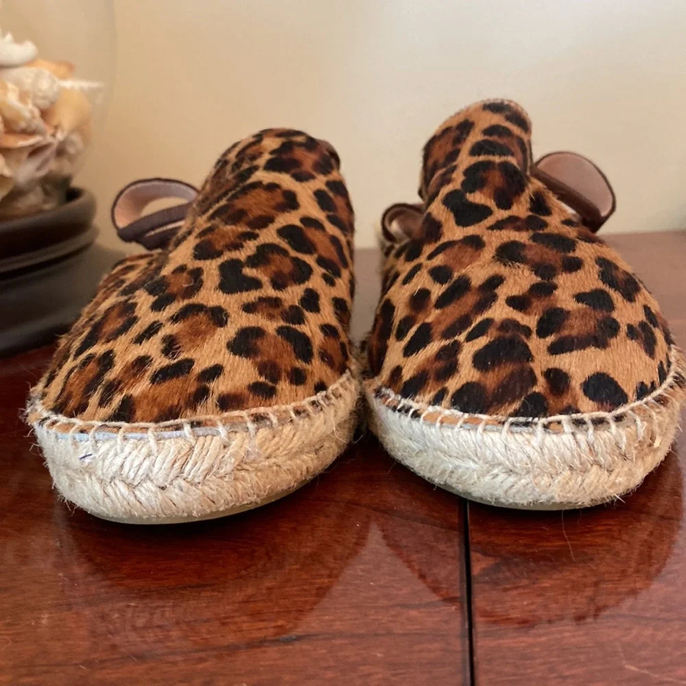 Picon Leopard Print SZ 9 Safari Chic Boho Chic Calf Hair Espadrille Sandal Shoes